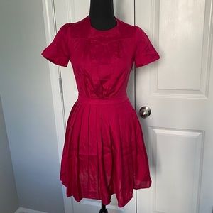 Fletcher by Lyell Magenta Pink Pleated Skater Dress